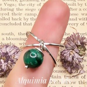 Alquimia Green malachite and Silver Statement Ring